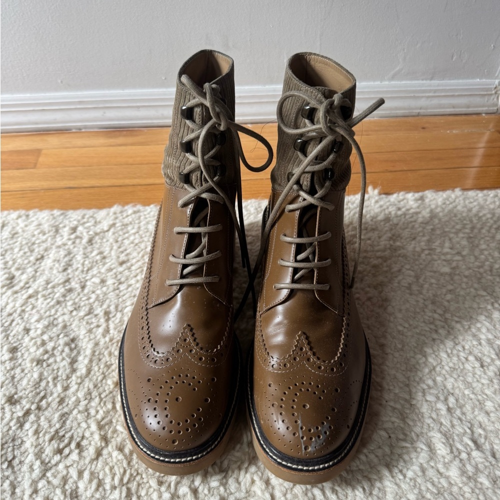 Brown Leather Brogue Boots